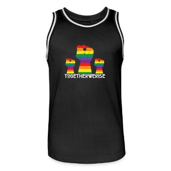ENSEMBLE NOUS RISE! HEB VOTRE POING - DROITS DE L'HOMME - Maillot de basket Homme - noir/blanc - Devant - AI Model Male 185 dark (185cm)