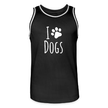 J'aime chien chiens patte walkies cadeaux - Maillot de basket Homme - noir/blanc - Devant - AI Model Male 185 dark (185cm)