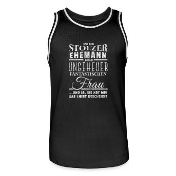 Stolzer Ehemann - Geschenk Mann Ehefrau Lustig - Männer Basketball-Trikot - Schwarz/Weiß - Vorne - AI Model Male 185 dark (185cm)