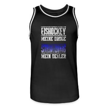 Straubing - Eishockey meine Droge - mein Dealer. - Männer Basketball-Trikot - Schwarz/Weiß - Vorne - AI Model Male 185 dark (185cm)