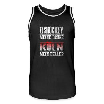 Kölner - Eishockey meine Droge - mein Dealer. - Männer Basketball-Trikot - Schwarz/Weiß - Vorne - AI Model Male 185 dark (185cm)