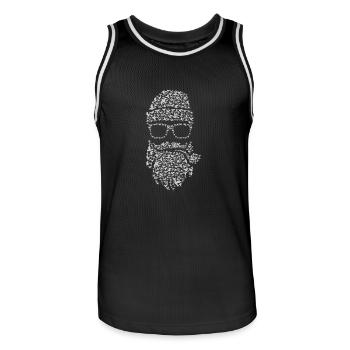 Barbe oiseaux - Maillot de basket Homme - noir/blanc - Devant - AI Model Male 185 dark (185cm)