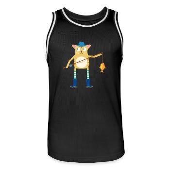 Katzenfischen - Männer Basketball-Trikot - Schwarz/Weiß - Vorne - AI Model Male 185 dark (185cm)