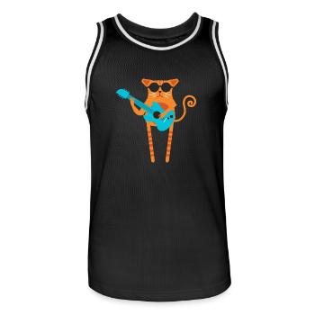 Rocker Katze - Männer Basketball-Trikot - Schwarz/Weiß - Vorne - AI Model Male 185 dark (185cm)
