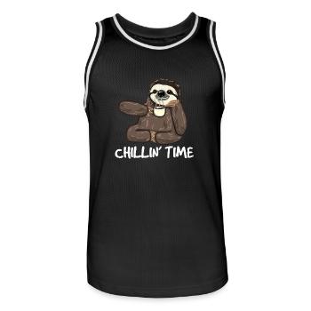 Sloth Sloth Coffee Chilling Fun Caffeine Gift - Men's Basketball Jersey - black/white - Front - AI Model Male 185 dark (185cm)