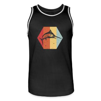 Schwertfisch - Angler - Vintage - Farbig - Männer Basketball-Trikot - Schwarz/Weiß - Vorne - AI Model Male 185 dark (185cm)