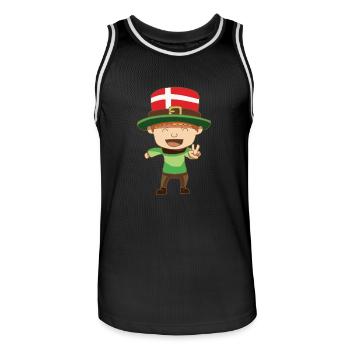 fable Kobold Leprechaun Drapeau Danemark Cadeau - Maillot de basket Homme - noir/blanc - Devant - AI Model Male 185 dark (185cm)