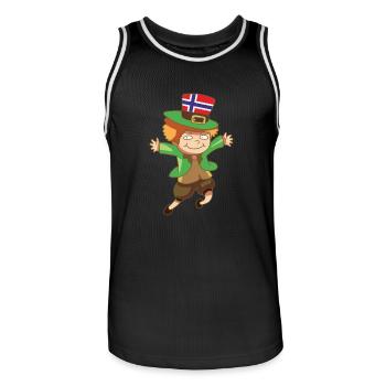 fable Kobold Leprechaun Drapeau Norvège Cadeau - Maillot de basket Homme - noir/blanc - Devant - AI Model Male 185 dark (185cm)