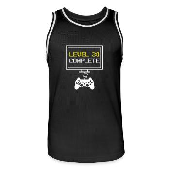 Level 30 Complete - 30. Geburtstag Gamer Geschenk - Männer Basketball-Trikot - Schwarz/Weiß - Vorne - AI Model Male 185 dark (185cm)