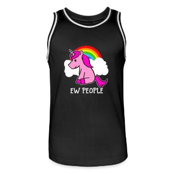 Ew-Leute-rosa Einhorn und Regenbogen-lustiger sarkastischer - Männer Basketball-Trikot - Schwarz/Weiß - Vorne - AI Model Male 185 dark (185cm)