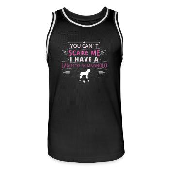 Romagne Chien d'eau peur Lagotto - Maillot de basket Homme - noir/blanc - Devant - AI Model Male 185 dark (185cm)