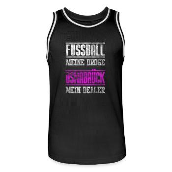 Osnabrück Mein Dealer - Fußball meine Droge - Männer Basketball-Trikot - Schwarz/Weiß - Vorne - AI Model Male 185 dark (185cm)