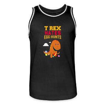 Funny Dinosaur Hates Easter Eggs Gift - Männer Basketball-Trikot - Schwarz/Weiß - Vorne - AI Model Male 185 dark (185cm)