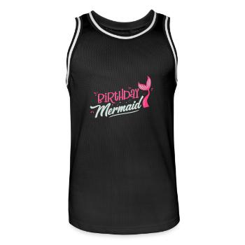 Birthday Mermaid Party Gift - Men's Basketball Jersey - black/white - Front - AI Model Male 185 dark (185cm)