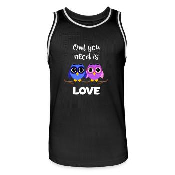 Chouette dont vous avez besoin est l'amour Saint Valentin cadeau Saint-Valentin - Maillot de basket Homme - noir/blanc - Devant - AI Model Male 185 dark (185cm)