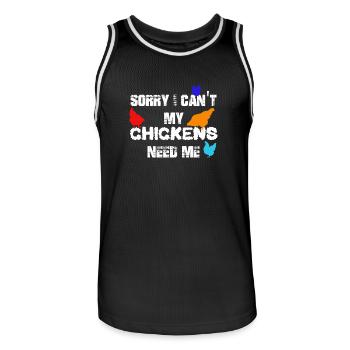 My Chickens Need Me T-shirt - Men's Basketball Jersey - black/white - Front - AI Model Male 185 dark (185cm)