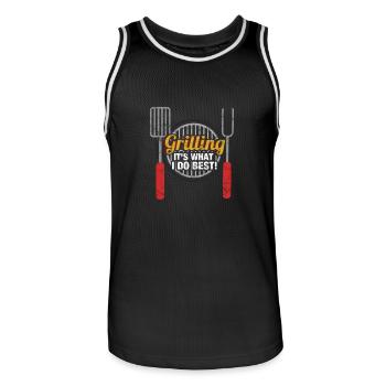 Barbecues - Je peux le faire mieux - Maillot de basket Homme - noir/blanc - Devant - AI Model Male 185 dark (185cm)