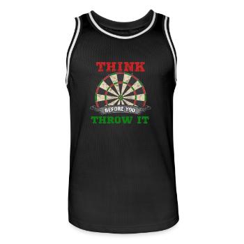 Dart - Dartboard - Geschenk - Männer Basketball-Trikot - Schwarz/Weiß - Vorne - AI Model Male 185 dark (185cm)