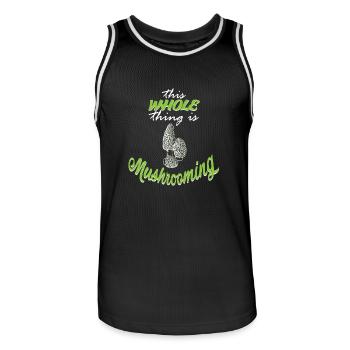 Mushrooms are collecting in the forest - Men's Basketball Jersey - black/white - Front - AI Model Male 185 dark (185cm)