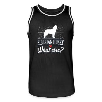 Siberian Husky what else? - Männer Basketball-Trikot - Schwarz/Weiß - Vorne - AI Model Male 185 dark (185cm)
