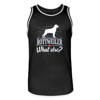 Rottweiler quoi d'autre? - Maillot de basket Homme - noir/blanc - Devant - AI Model Male 185 dark (185cm)