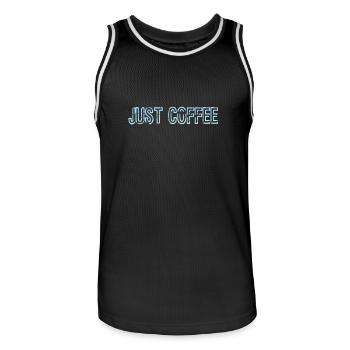 Just Coffee Funny Caffeine Addicts Coffee Design - Men's Basketball Jersey - black/white - Front - AI Model Male 185 dark (185cm)