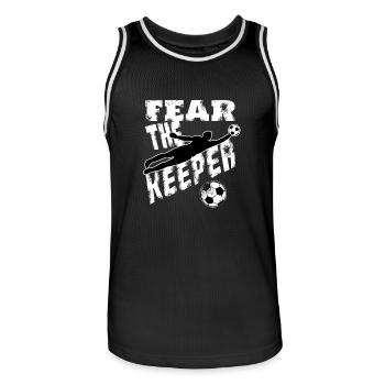 Fürchte den Torwart Torhüter Tormann Fußball WM - Männer Basketball-Trikot - Schwarz/Weiß - Vorne - AI Model Male 185 dark (185cm)