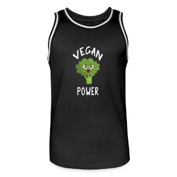 Vegan Power Shirt - Men's Basketball Jersey - black/white - Front - AI Model Male 185 dark (185cm)