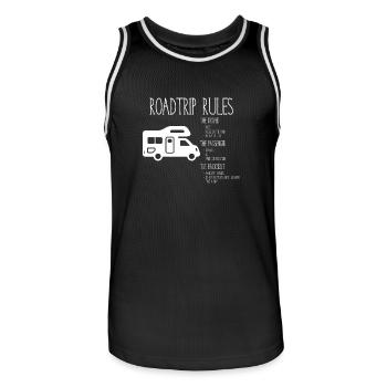 Road Trip Rules - Regeln für den Urlaub - Männer Basketball-Trikot - Schwarz/Weiß - Vorne - AI Model Male 185 dark (185cm)