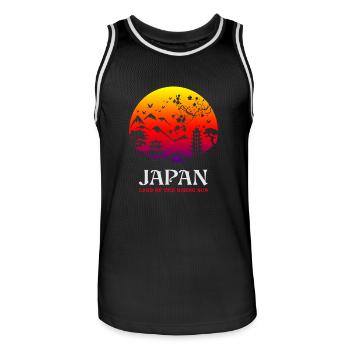 Japan - Land der aufgehenden Sonne - Männer Basketball-Trikot - Schwarz/Weiß - Vorne - AI Model Male 185 dark (185cm)