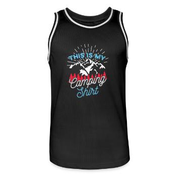 Funny Camping Shirt Gift for Camper Outdoor - Men's Basketball Jersey - black/white - Front - AI Model Male 185 dark (185cm)