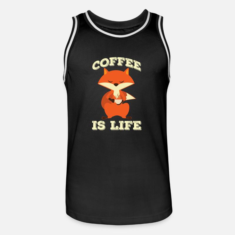 Cadeau drôle de moufle de Fox Fox Coffee Morning - Maillot de basket Homme - noir/blanc