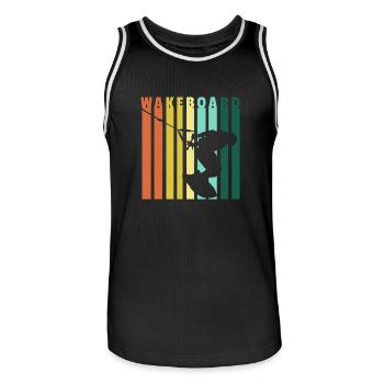 Wakeboarder cadeau wakeboard ski nautique - Maillot de basket Homme - noir/blanc - Devant - AI Model Male 185 dark (185cm)