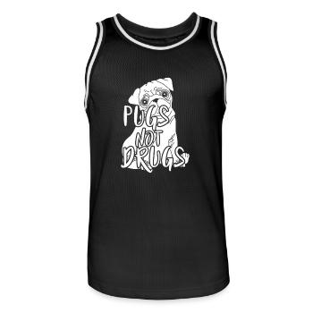 Pug Not Drugs Geschenk Mops Möpse Hund - Männer Basketball-Trikot - Schwarz/Weiß - Vorne - AI Model Male 185 dark (185cm)