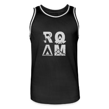 ROAM - Camping Lagerfeuer Urlaub Geschenk - Männer Basketball-Trikot - Schwarz/Weiß - Vorne - AI Model Male 185 dark (185cm)