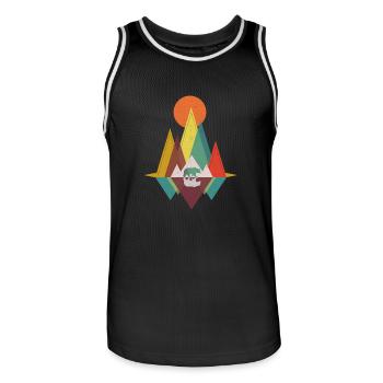 Geometric Mountains - Bear Gift - Men's Basketball Jersey - black/white - Front - AI Model Male 185 dark (185cm)
