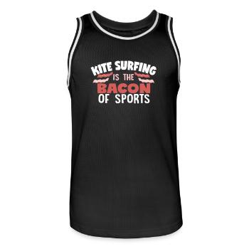 KiteSurfing est le t-shirt Bacon of Sports - Maillot de basket Homme - noir/blanc - Devant - AI Model Male 185 dark (185cm)
