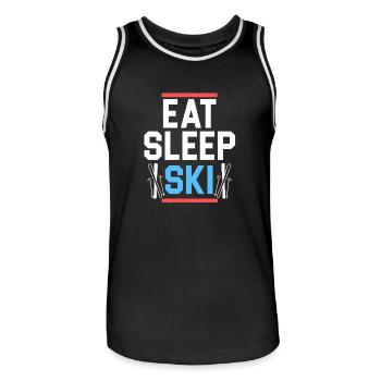 Eat Sleep Ski t-shirt - Men's Basketball Jersey - black/white - Front - AI Model Male 185 dark (185cm)