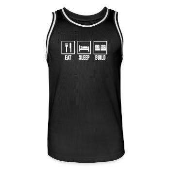 Eating - sleeping - building - building block - gift - Men's Basketball Jersey - black/white - Front - AI Model Male 185 dark (185cm)