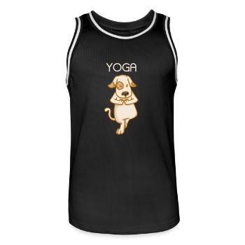Yoga Dog - Fitness - Relaxation - Puissance - Maillot de basket Homme - noir/blanc - Devant - AI Model Male 185 dark (185cm)