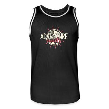 Adventure Awaits Camping T-Shirt - Männer Basketball-Trikot - Schwarz/Weiß - Vorne - AI Model Male 185 dark (185cm)