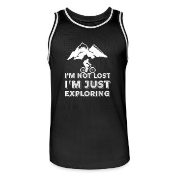 Mountains - mountain biking - mountain biking - cycling - Men's Basketball Jersey - black/white - Front - AI Model Male 185 dark (185cm)