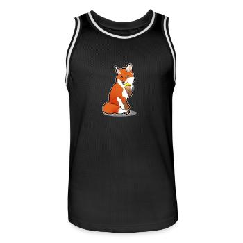 Fuchs mit Eis Comic Sommer Cartoon Geschenk - Männer Basketball-Trikot - Schwarz/Weiß - Vorne - AI Model Male 185 dark (185cm)