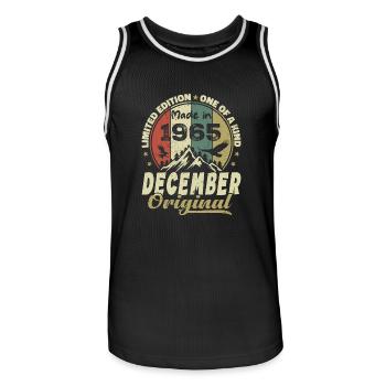Vintage Cadeau Anniversaire Rétro - Décembre 1965 - Maillot de basket Homme - noir/blanc - Devant - AI Model Male 185 dark (185cm)