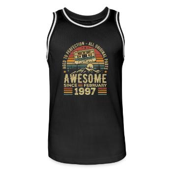 February 1997 Retro 1997 Anniversary February 1997 - Men's Basketball Jersey - black/white - Front - AI Model Male 185 dark (185cm)