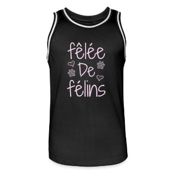 FÊLÉE DE FÉLINS ! (chat) - Jeux de mots - Francois - Maillot de basket Homme - noir/blanc - Devant - AI Model Male 185 dark (185cm)