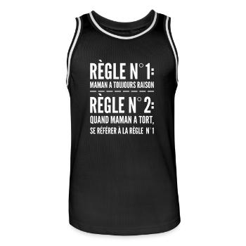 Maman A Toujours Raison - Maillot de basket Homme - noir/blanc - Devant - AI Model Male 185 dark (185cm)