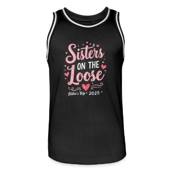 Sisters On The Loose Sisters Trip 2025 Vacation - Maillot de basket Homme - noir/blanc - Devant - AI Model Male 185 dark (185cm)