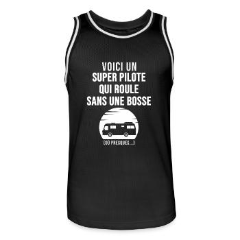 Camping cadeau papa papy camping car - Maillot de basket Homme - noir/blanc - Devant - AI Model Male 185 dark (185cm)