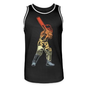 Retro Cricket Batter - Men's Basketball Jersey - black/white - Front - AI Model Male 185 dark (185cm)